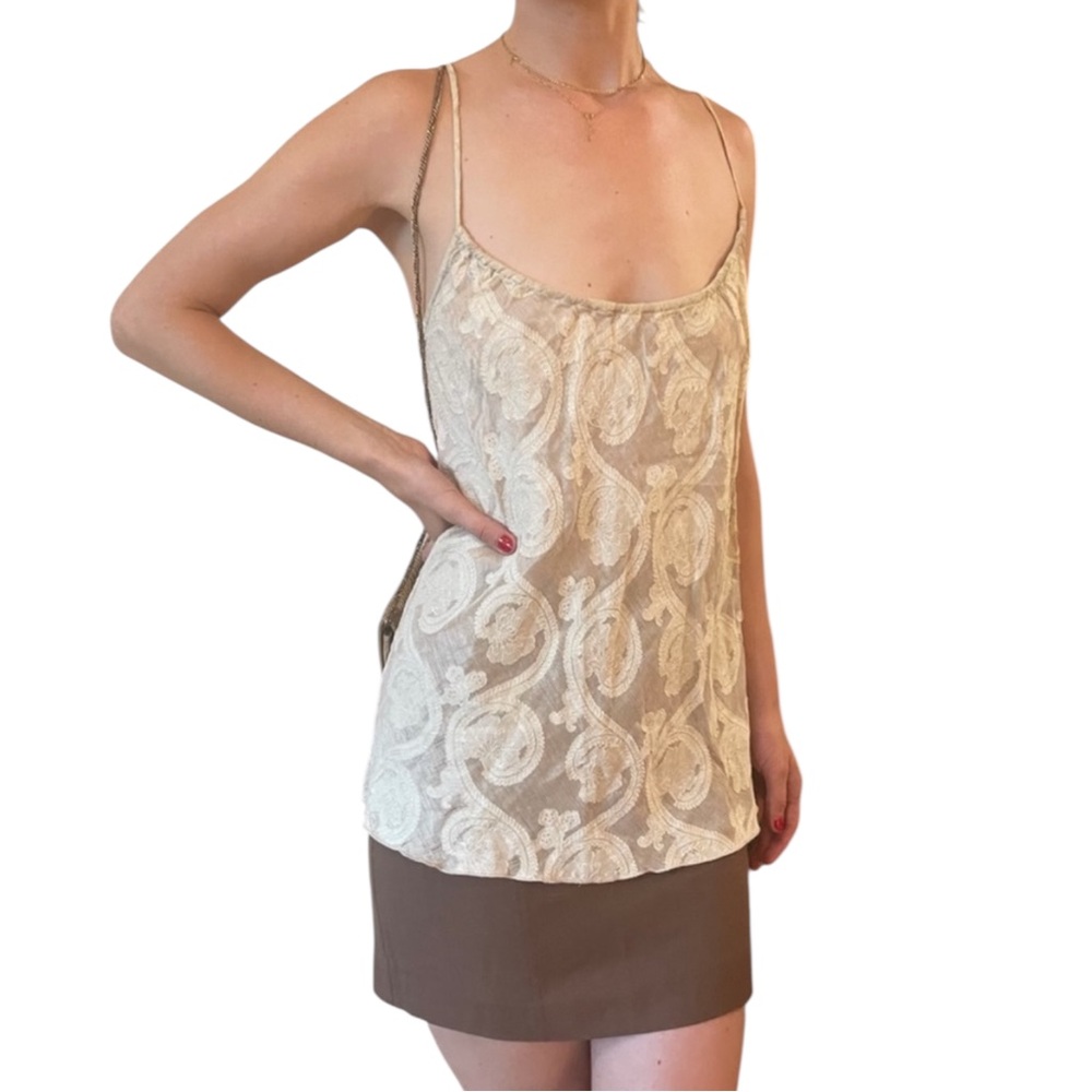 Vintage Brown Linen Lined High Waisted A-Line Mini Skirt - Size Small / 4 - Picture 7 of 16